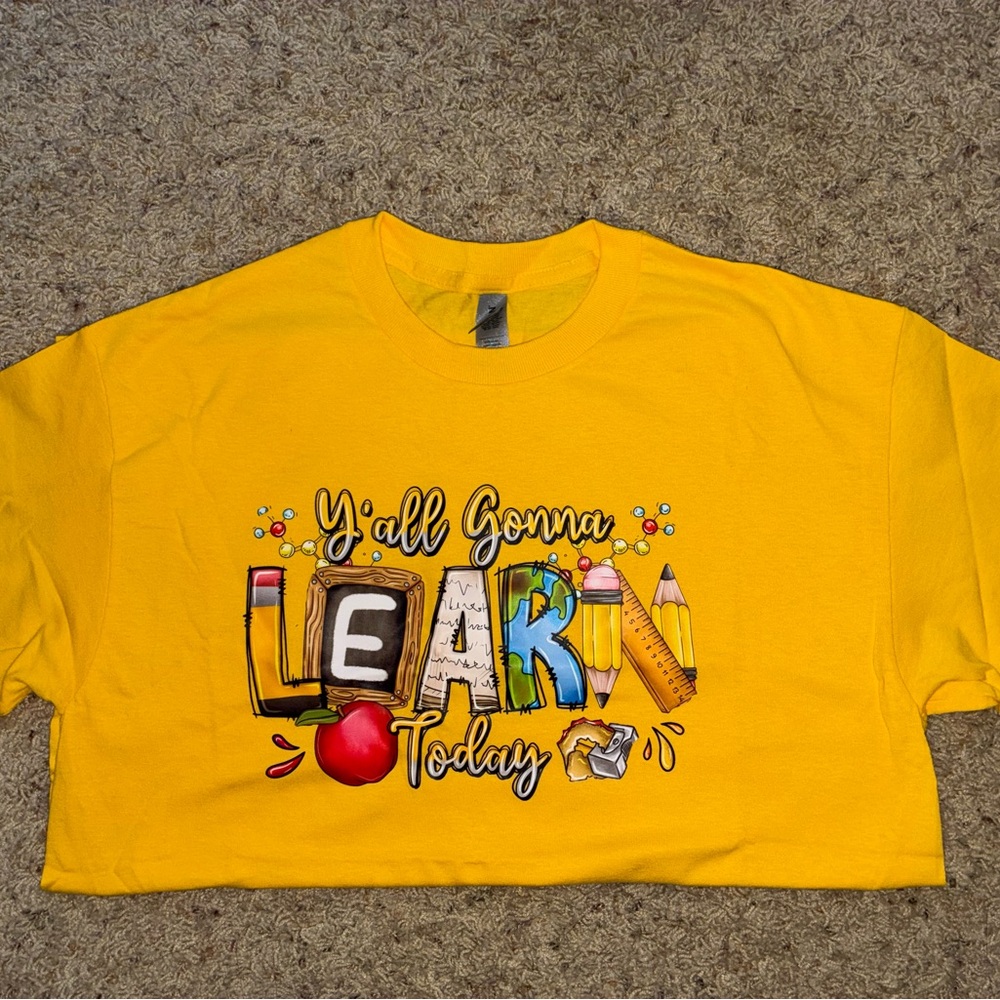 Yellow Graphic Tee with Learn Print